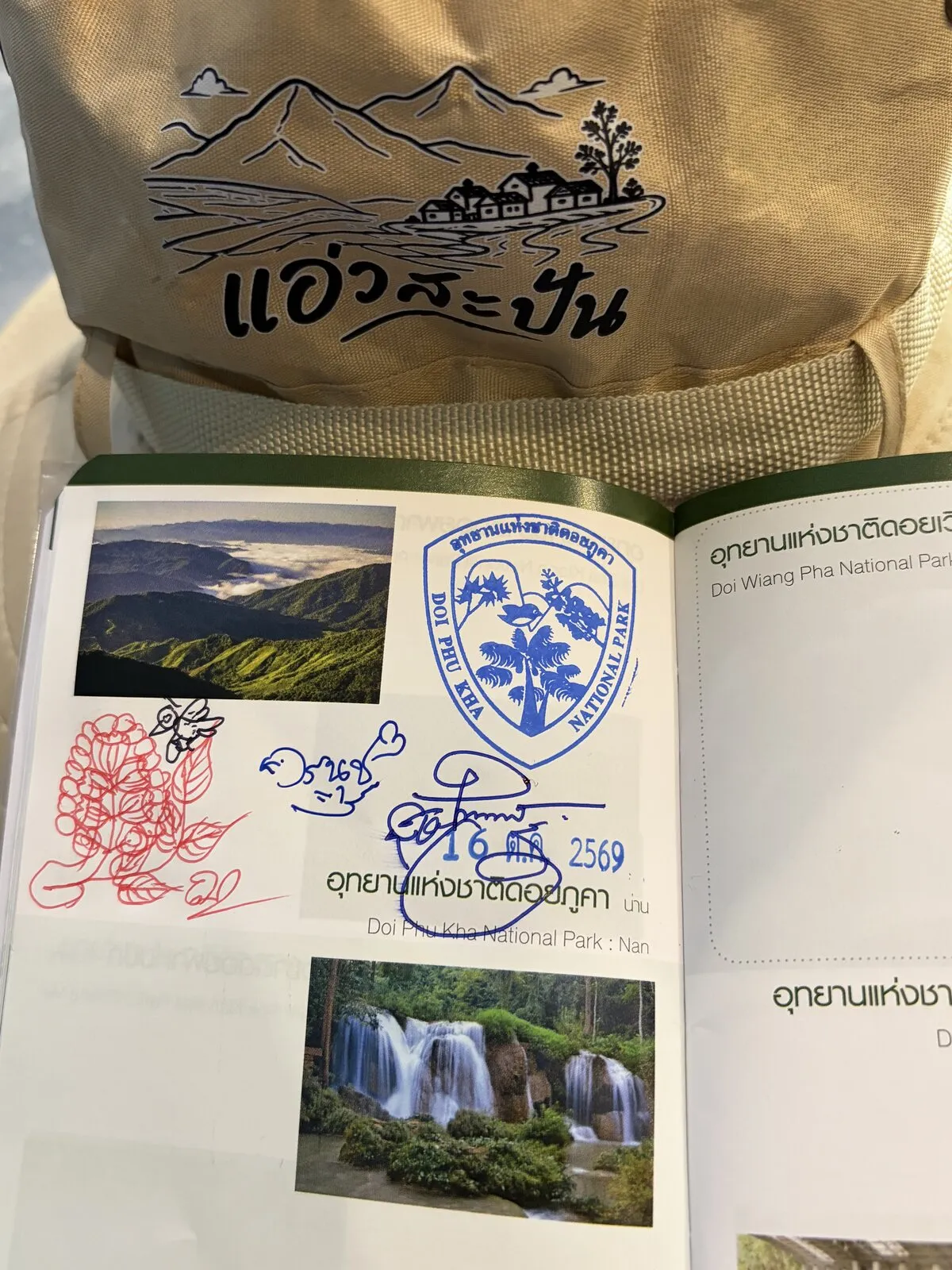 A notebook of passport stamps and travel notes